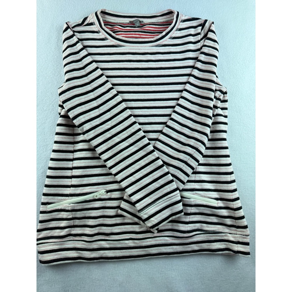 Talbots Women's Striped Long Sleeve Top with Zippers Size MP